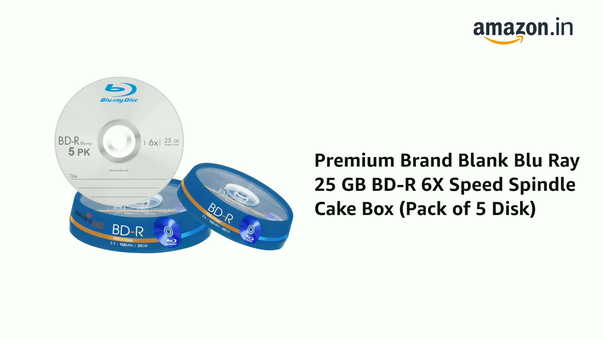 Blu ray disc 25G cartridge type新品未開封 Premium Brand Blank Blu Ray 25 GB BD-R 6X Speed Spindle Cake Box